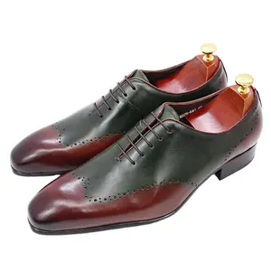 Oulanya robe chaussures Guangzhou En Gros Lacets Chaussures Formelles En Cuir Véritable Marron Noir Pour Hommes D'affaires Chaussures