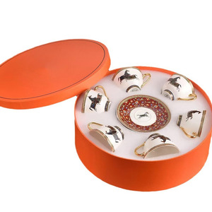 Factory Wholesale Modern Luxury Afternoon Tea 6-Piece Ceramic Coffee Cup and Saucer with Gift Box - Product Image 5