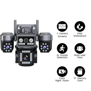 An ninh nhà 4K 4 ống kính Wifi máy ảnh cho trong nhà/ngoài trời sử dụng máy ảnh với âm thanh và video trực tiếp thức ăn với điện thoại di động ứng dụng - Product Image 2