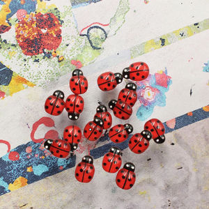 Mignonne 14mm rouge coccinelle 3D Mini AB Nail Art décoration Animal motif résine ongles breloques pour manucure et papillon - Product Image 4