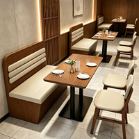 Ensemble de canapés de restaurant haut de gamme, modernes et minimalistes, en bois massif, sur mesure pour les chaînes de restaurants occidentaux et les bistrots