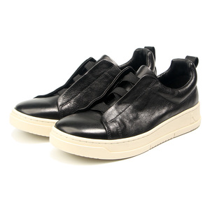 Slip-On <b>Sneakers</b> Men Genuine <b>Leather</b> Casual Shoes Elastic Band Low Heel Solid Color Retro Fashionable Loafers - Product Image 5