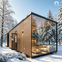Maisonnette Modulaire Préfabriquée de Luxe Confortable et Moderne avec Verrière, Structure en Acier Léger et Verre, Idéale comme Annexe pour Hôtel