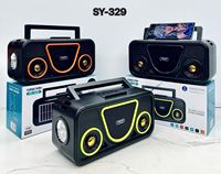 Nouveau haut-parleur portable sans fil SY-329, stéréo, 10W, caisson de basses, lampe de poche, charge solaire, haut-parleur actif, radio FM/TF/USB
