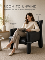 Fauteuil d'appoint moderne rembourré, fabrication directe usine OEM ODM, option en cuir pleine fleur ou tissu, idéal pour salon et chambre à coucher