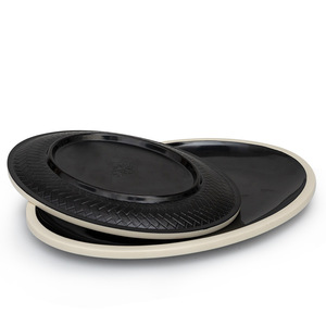 Earthenware Pot Two Tone Series Japanese Style Oval <b>Plate</b> Durable Hotel Food Tableware - Product Image 4
