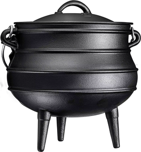 # Marmite africaine à 8 pots, 3 pieds, en fonte, pour ragoût, chaudron géant, ustensiles de cuisine pour le camping, les charbons, la cuisson au foyer - Product Image 1