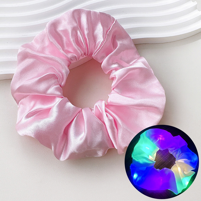 LED Bright Flashing HairBand Party Hair Ties Ponytail Light up Illuminate Glow rainbow Party Silk Satin Scrunchies for Girls