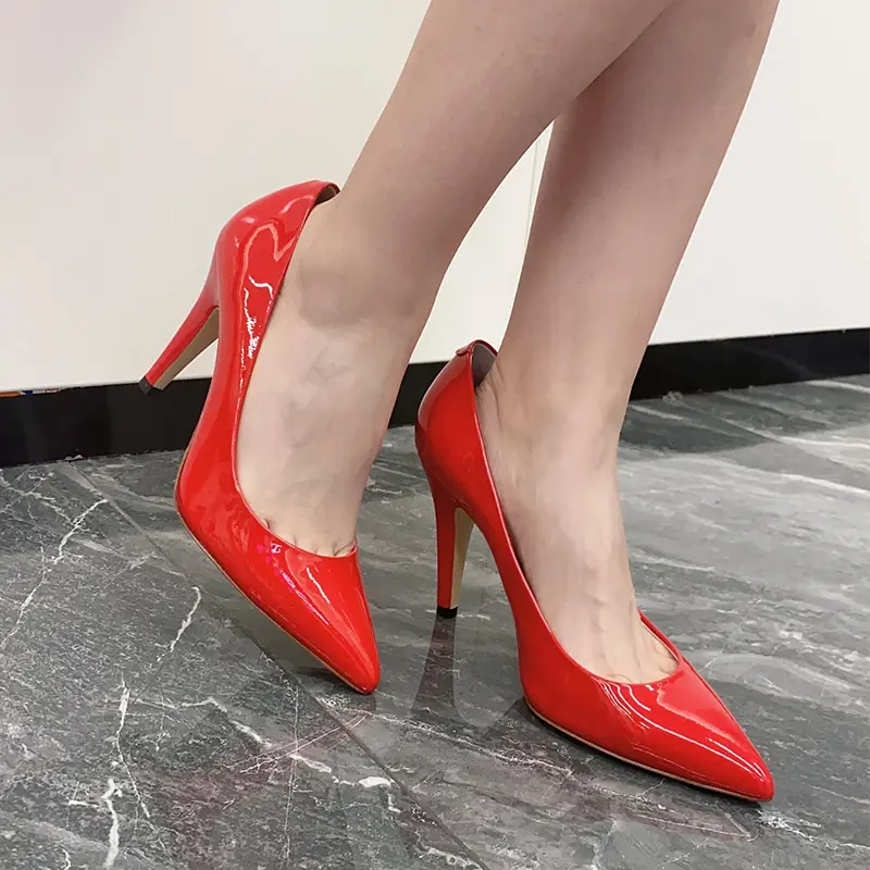 사용자 정의 사용자 정의 발 뒤꿈치 패션 신발 여성의 하이 퀄리티 가죽 펌프 6 7 인치 얇은 하이힐 원피스 여성용 신발 2021