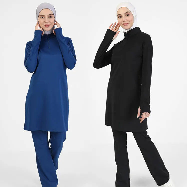 Ensemble de vêtements de sport d'entraînement pour femmes musulmanes 2 pièces, haut et pantalon longs, vêtements de sport arabes islamiques modestes, ensembles de yoga pour femmes