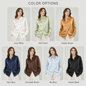 <b>Silk</b> V-Neck Shirt <b>Cardigan</b> Thin Blouse Custom Logo Premium Soft Breathable Elegant Women's Summer Top - Product Image 4