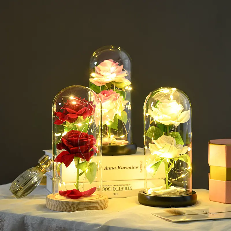 Rose artificielle à led pour la saint-valentin, cadeau pour la fête des mères, fleurs pour toujours, cadeau pour la saint-valentin, 2023