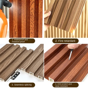 NUEVO Panel Decorativo <span class=keywords><strong>de</strong></span> Pared Interior Moderno <span class=keywords><strong>de</strong></span> WPC con Diseño Acanalado, Color Carbón <span class=keywords><strong>de</strong></span> Bambú, Instalación Rápida, Impermeable, Insonorizante, Gran Pared - Product Image 5