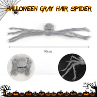 Décoration d'extérieur d'Halloween transfrontalière : Grande araignée réaliste en peluche grise effrayante, idéale pour les fêtes et les adolescents