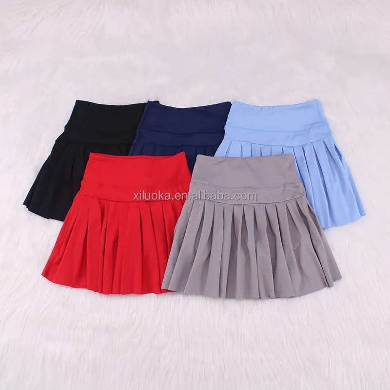 Happy Luoka OEM Custom Color 77% Nylon 23% Spandex Kids Yoga Pleated Skirts
