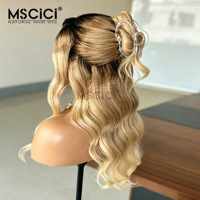 Perruque en cheveux humains européens naturels, Ombré Blond Miel, Ondulation Body Wave, 13x6 HD Transparente, Pré-épilée, Ligne de cheveux naturelle, Sans colle