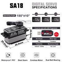 AGFRC Moteur sans noyau à profil bas programmable 18KG 0.11Sec Engrenage métallique intelligent étanche 360 degrés Treuil Servo RC Airplane Parts