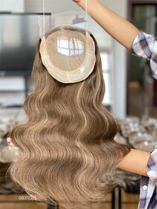 2025 cheveux timides en gros 5*5 dentelle avant + 8*8 Topper cheveux humains Topper perruque 5.0 noeud unique sans colle pour les femmes - Product Image 4