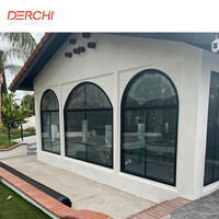 Ventanas de Aluminio de Doble Acristalamiento Triple DERCHI, de Piso a Techo, con Vidrio Templado, Aislamiento Térmico y Forma Arqueada para Hotel