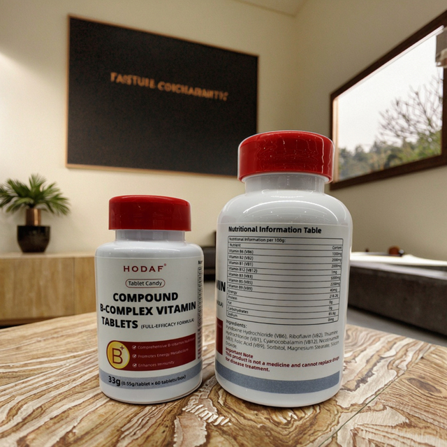 HODAF Private Label  Vitamin B Complex Chewable Tablets OEM Supports Moods Food Supplement Supply Energy  60pcs 100 Pcs