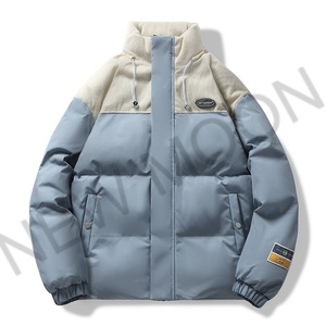 Chaqueta de pana personalizada para hombre, chaqueta de trabajo con cremallera, color azul cielo, chaqueta elegante para chico con contraste de color. - Product Image 6