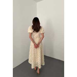 Vestidos de Noche Beige Rosa al por Mayor, Tallas XS-XL, Largos hasta el Suelo, Estilo Princesa, Silueta en A, Corte Imperio, Estampado Floral, Hechos de Poliéster y Chifón - Product Image 1