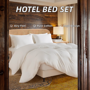 Wholesale 100% Cotton Hotel Collection Bedding <b>Set</b> Premium Breathable 300TC Fabric Duvet Cover <b>Pillowcase</b> Custom Logo Woven - Product Image 2