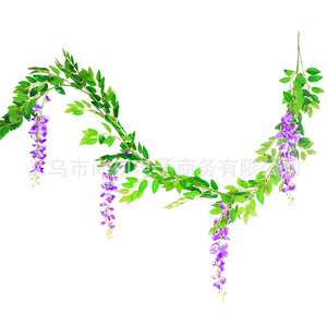 Guirlandes de fleurs artificielles de glycine 100cm-200cm, décoration suspendue pour mariage, maison, plafond, arche, verdure, fleurs en soie violettes - Product Image 5