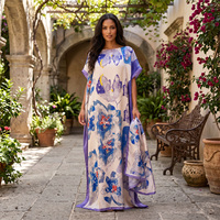 Robe africaine imprimée florale en polyester grande taille, Kaftan turc, Vêtements islamiques, Kanga, Robes musulmanes pour femmes, Robe féminine