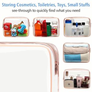 Trousse de toilette transparente en PVC imperméable rose S M L pour voyages, aéroports et compagnies aériennes, avec fermeture éclair - Product Image 4