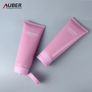 Emballage vide 100ml Soins de la peau Cosmétique Lotion pour le corps Crème pour les mains Lavage du visage Tube en plastique rose Pe avec capuchon à rabat