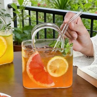 Gobelet en verre à boire avec paille intégrée, en borosilicate de haute qualité, portable, personnalisable, pour cocktails, idéal pour les fêtes, créatif, unique, gobelet en verre pour sac à main