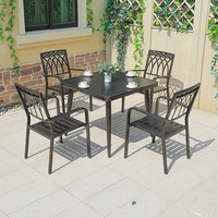 Ensemble de salle à manger d'extérieur en fonte d'aluminium 4 places pour jardin, table basse de loisirs et chaises pour balcon