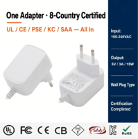 Adaptateur secteur OEM ODM 5V 3A 15W avec prise EU, fabricant d'alimentations à découpage pour systèmes de sécurité CCTV, routeurs et bandes LED