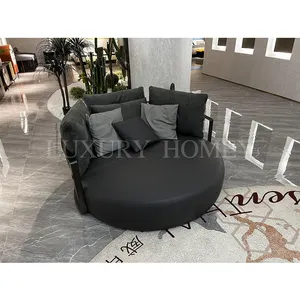 室内客厅弧形布克沙发套装组合转角1座柔软舒适黑色皮革弧形模块化布克沙发