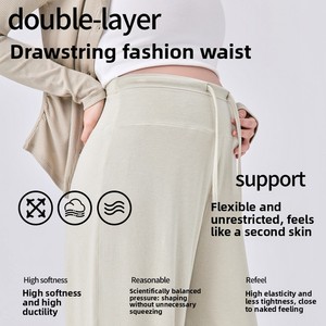 Nouveau <span class=keywords><strong>pantalon</strong></span> de maternité 2026 à jambes larges en viscose, <span class=keywords><strong>taille</strong></span> haute, extensible, amincissant, décontracté, <span class=keywords><strong>grande</strong></span> <span class=keywords><strong>taille</strong></span>, pour l'été - Product Image 3
