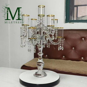 Lustre en cristal élégant de qualité supérieure avec prismes pour les fournitures de mariage, décoration de table, centre de table - Product Image 3