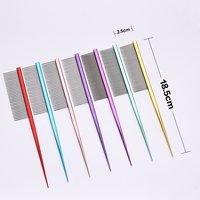 Peigne à queue de rat professionnel HUASIS PCM-4 pour chiens et chats, toilettage, écologique, coloré, 18,5 cm, manche en aluminium de haute qualité