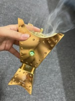 Fashion speaker Bakhoor Burner 2000mAh, pedupaan logam emas elektrik aromaterapi Arab Timur Tengah