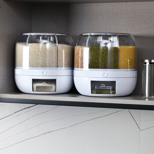 Rotatable Grain Storage Box Compartmentalized Airtight Insect Proof Moisture Proof Food Grade Rice <b>Container</b> Round Flip Top Lid - Product Image 4