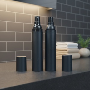 Stock 15ml 30ml 50ml Cosmetic Lotion Matte <b>Black</b> 15g 30g 50g Packaging Cream Bottle <b>Black</b> Airless <b>Pump</b> Bottle - Product Image 3