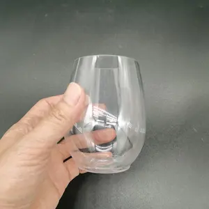 割れない卵型ワイングラス 12オンス プラスチック製ワインカップ 割れないPET使い捨てステムレスワイングラス - Product Image 1