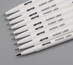 Set 9 ukuran spidol mikro pena garis halus tahan air tinta permanen hitam perlengkapan seni plastik tahan luntur untuk menggambar sketsa - Product Image 3