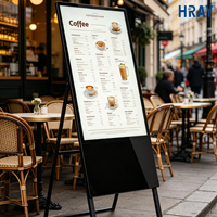 Letrero Electrónico de Menú LCD TFT con Soporte de Piso HRAY de 55 Pulgadas con Pantalla Táctil Capacitiva OEM ODM para Cafetería, Hotel, Comercio Minorista, Centro Comercial
