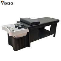Lit de lavage et de soin pour salon de coiffure et de beauté, avec réservoir d'eau, fonction massage et plateau inclinable