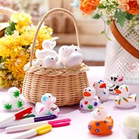 Canards en caoutchouc blanc de 2 pouces Canards en caoutchouc créatifs avec stylos de 12 couleurs pour flotteur de piscine Cadeaux d'anniversaire pour enfants