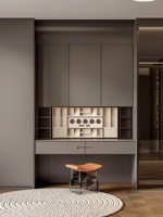 Cuisine modulaire préfabriquée avec comptoir en marbre blanc et armoires à effet bois pour la maison