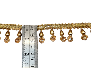 Bordure de dentelle élégante faite à la main avec strass et pompons, largeur personnalisée, pour saris, lehengas, robes, tenues de mariage, sacs et décoration de vêtements - Product Image 4