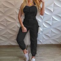 TF8H233 Combinaison Cargo Moulante d'Été en Gros, Combinaison Une Pièce Tendance à Multiples Poches pour Femme, Combinaison Courte Grande Taille