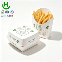 Boîte à hamburger en carton blanc personnalisée Hongchang, emballage jetable pour restauration rapide, boîte en papier pour restaurant à emporter